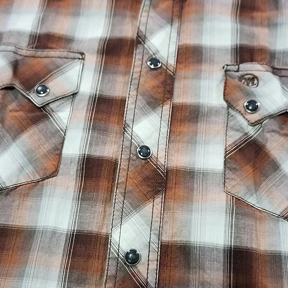 Vintage Wrangler Short-Sleeve Pearl-Snap Plaid Western Shirt – Size S, Retro - Picture 5 of 9